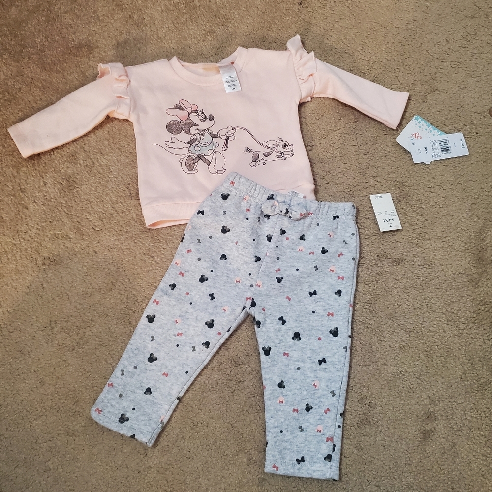 🎯 Baby girls Minnie Mouse 3pc outfit size 3-6 months
